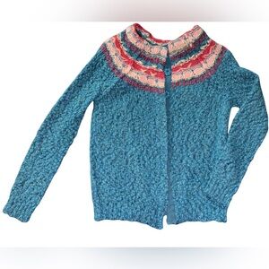 Blue and Pink Knit Cardigan